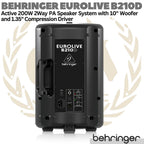 BEHRINGER EUROLIVE B210D Active 2 Way 10" PA Speaker System | Aktif