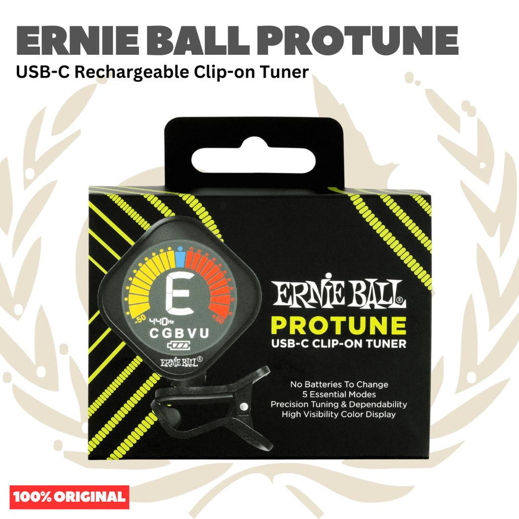 Ernie Ball P09627 ProTune USB-C Rechargeable Clip-on Tuner - Tuner Gitar Bass