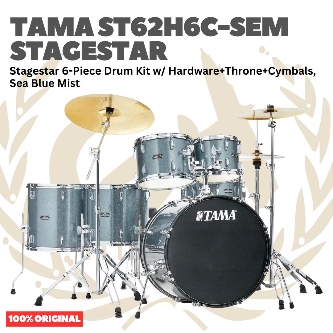 TAMA ST62H6C STAGESTAR 6-PIECE DRUM KIT W/ HARDWARE+THRONE+CYMBAL - Akustik Drum Set Lengkap