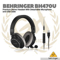 Behringer BH470U Premium Stereo Headset with Detachable Microphone and USB Cable
