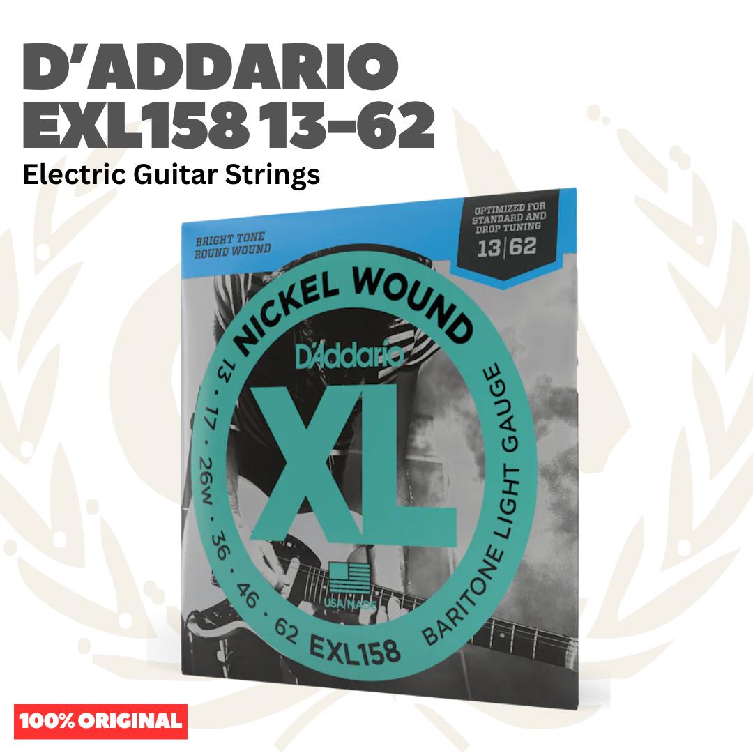 D'Addario EXL158 13-62 Nickel Wound, Baritone Light Gauge Electric Guitar Strings - Senar Gitar Listrik Elektrik EXL 158
