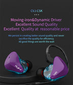 CVJ CSK EARBUDS 1DD+1BA HiFi MUSIC EARPHONE SUPER HEAVY BASS
