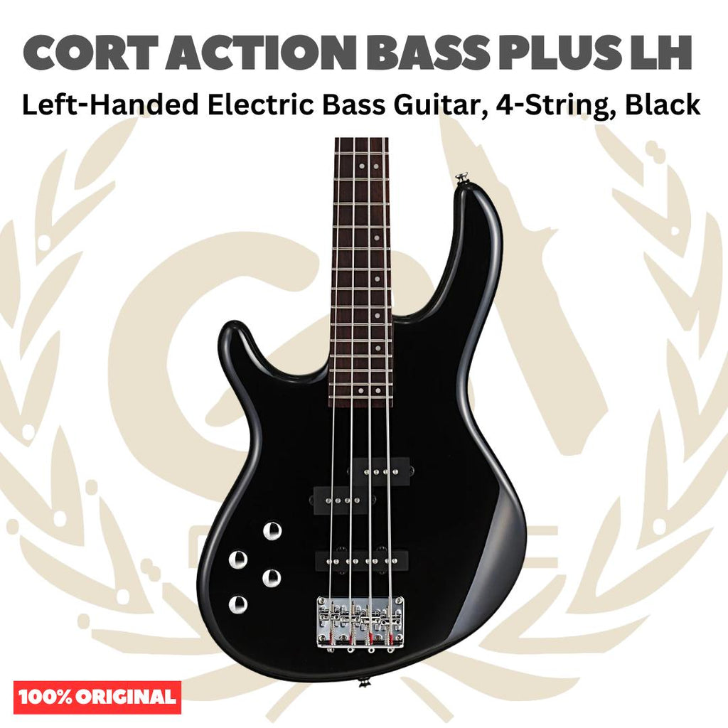 Cort Action Bass Plus LH-BK Left-Handed Electric Guitar Bass 4-String, Black - Gitar Bass Kidal Elektrik Original Asli