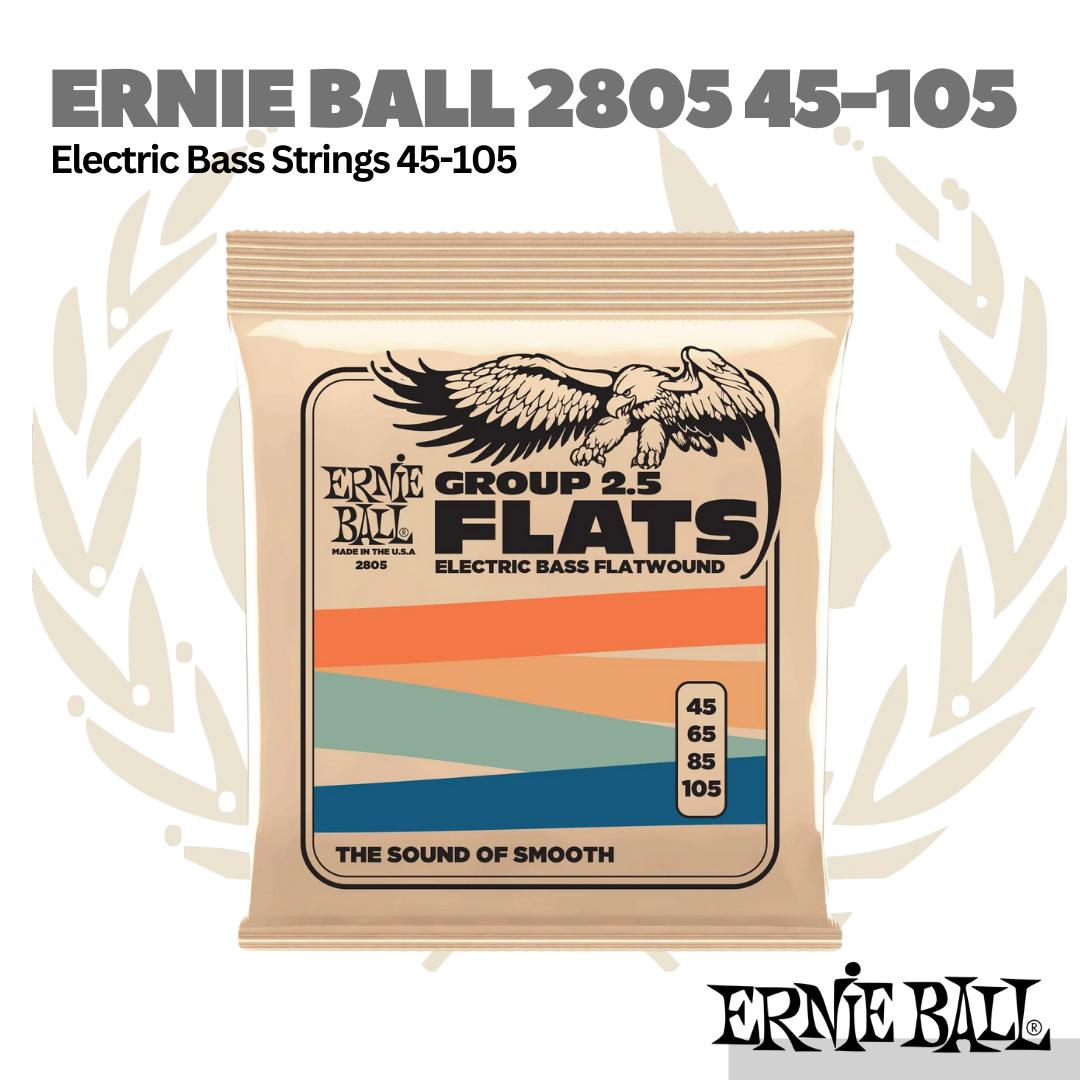 Ernie Ball 2805 Flatwound Group 2.5 Electric Bass Strings, 45-105