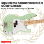 Squier FSR Sonic Precision Bass Guitar w/White Pickguard, Maple FB - Bass Listrik Elektrik Original Asli