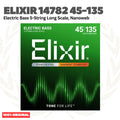 Elixir 14782 45-135 Med w/ Light B Long Scale Stainless Steel 5-String Electric Bass Guitar Strings - Senar Bass