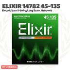 Elixir 14782 45-135 Med w/ Light B Long Scale Stainless Steel 5-String Electric Bass Guitar Strings - Senar Bass