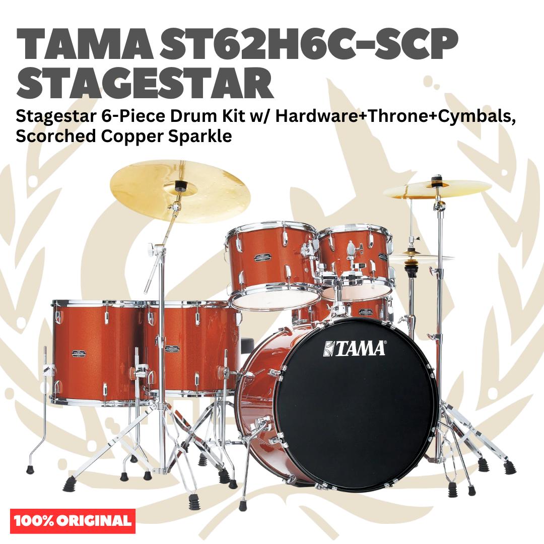 TAMA ST62H6C STAGESTAR 6-PIECE DRUM KIT W/ HARDWARE+THRONE+CYMBAL - Akustik Drum Set Lengkap