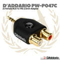 D'addario PW-P047C 2x RCA Female To TRS 3.5mm Adapter - Converter Aux To RCA