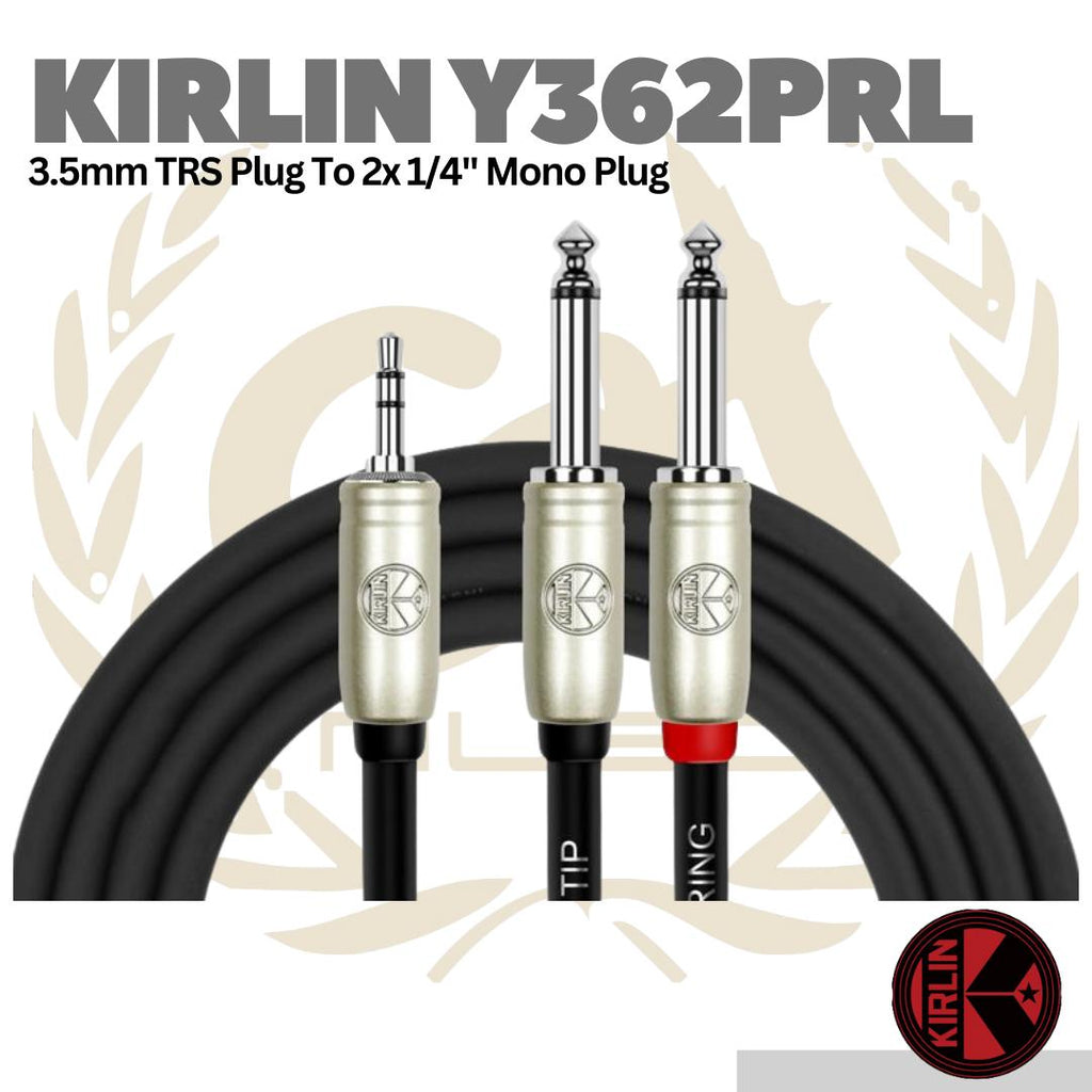 Kirlin Y362PRL 3.5mm TRS Plug To 2x 1/4" Mono Plug