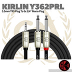 Kirlin Y362PRL 3.5mm TRS Plug To 2x 1/4" Mono Plug