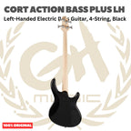 Cort Action Bass Plus LH-BK Left-Handed Electric Guitar Bass 4-String, Black - Gitar Bass Kidal Elektrik Original Asli