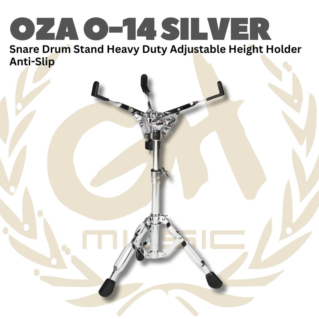 OZA O-14 Snare Drum Stand Heavy Duty Adjustable Height Holder Anti-Slip - O 14 Stand Senar Drum OZA O14 Silver