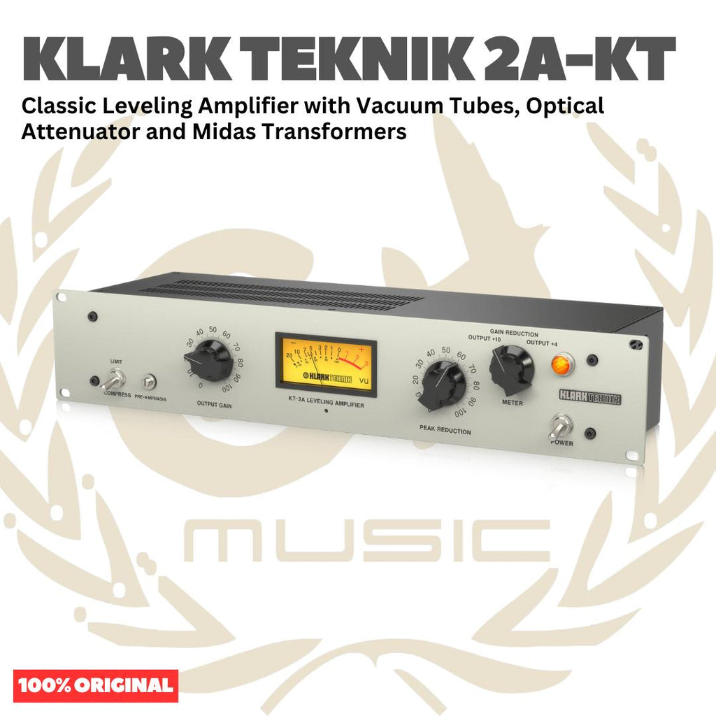 Klark Teknik 2A-KT Classic Leveling Amplifier with Vaccum Tubes, Optical Attenuator and Midas Transformers - Optical Compressor Instrumen Musik Kompresor Studio Leveling Ampli Original Asli
