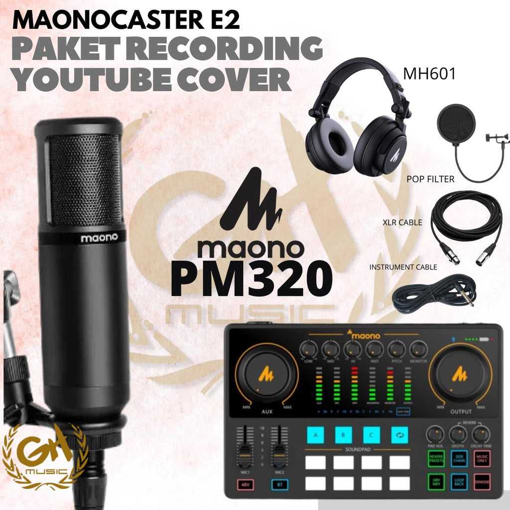 PAKET AME2 RECORDING COVER LAGU STREAMING MAONOCASTER E2 + MIC MAONO | Sound card AM-E2