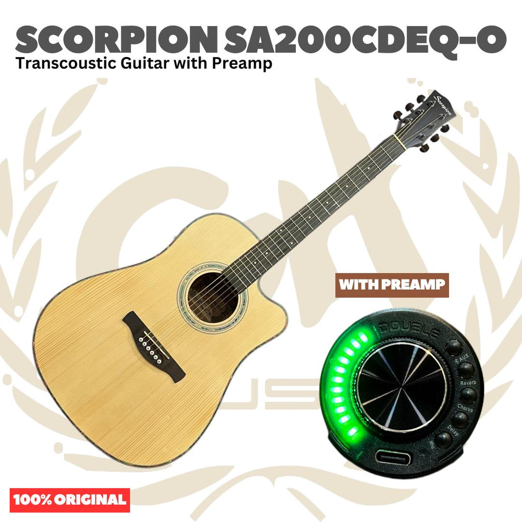 Scorpion SA200CDEQ Series Transcoustic Guitar with Preamp - SA 200 CDEQ Gitar Transkustik dengan Efek dan Preamp Original Asli