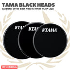 TAMA BLACK HEADS Superstars Series Black Head w/ White TAMA Logo - Membran Head Drum BK-BMWS Original Asli