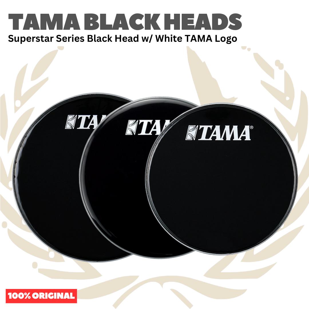 TAMA BLACK HEADS Superstars Series Black Head w/ White TAMA Logo - Membran Head Drum BK-BMWS Original Asli