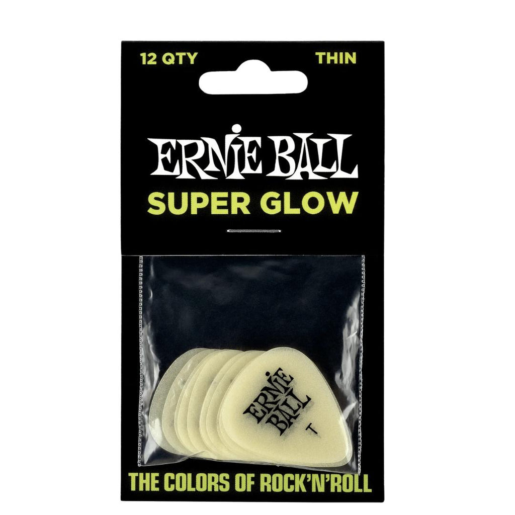 Ernie Ball Super Glow Cellulose Guitar Picks, 12-Pack- Pik Gitar Bass