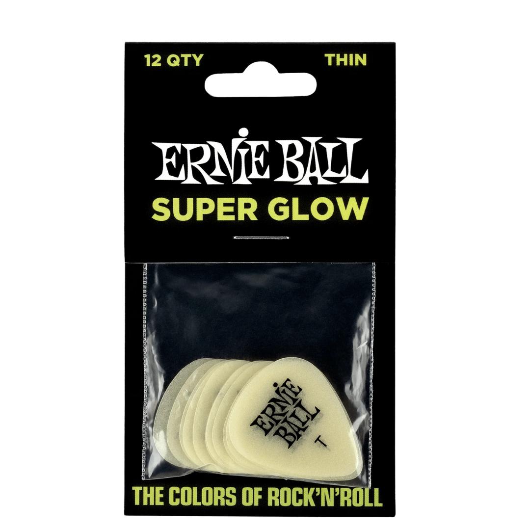 Ernie Ball Super Glow Cellulose Guitar Picks, 12-Pack- Pik Gitar Bass