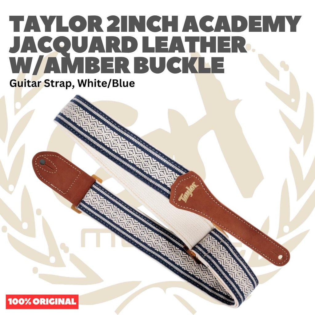 Taylor 2Inch Academy Jacquard Leather Guitar Strap w/Amber Buckle - Strap Gitar