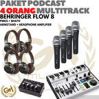 PAKET PODCAST 4 ORANG MULTI TRACK : BEHRINGER FLOW8 + MIC + HEADPHONE