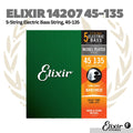 Elixir 14207 Nanoweb Light/Med Long Scale 5-String Electric Bass Strings 45-135