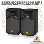 Behringer EPS500MP3 Compact Portable PA System - Speaker Mixer
