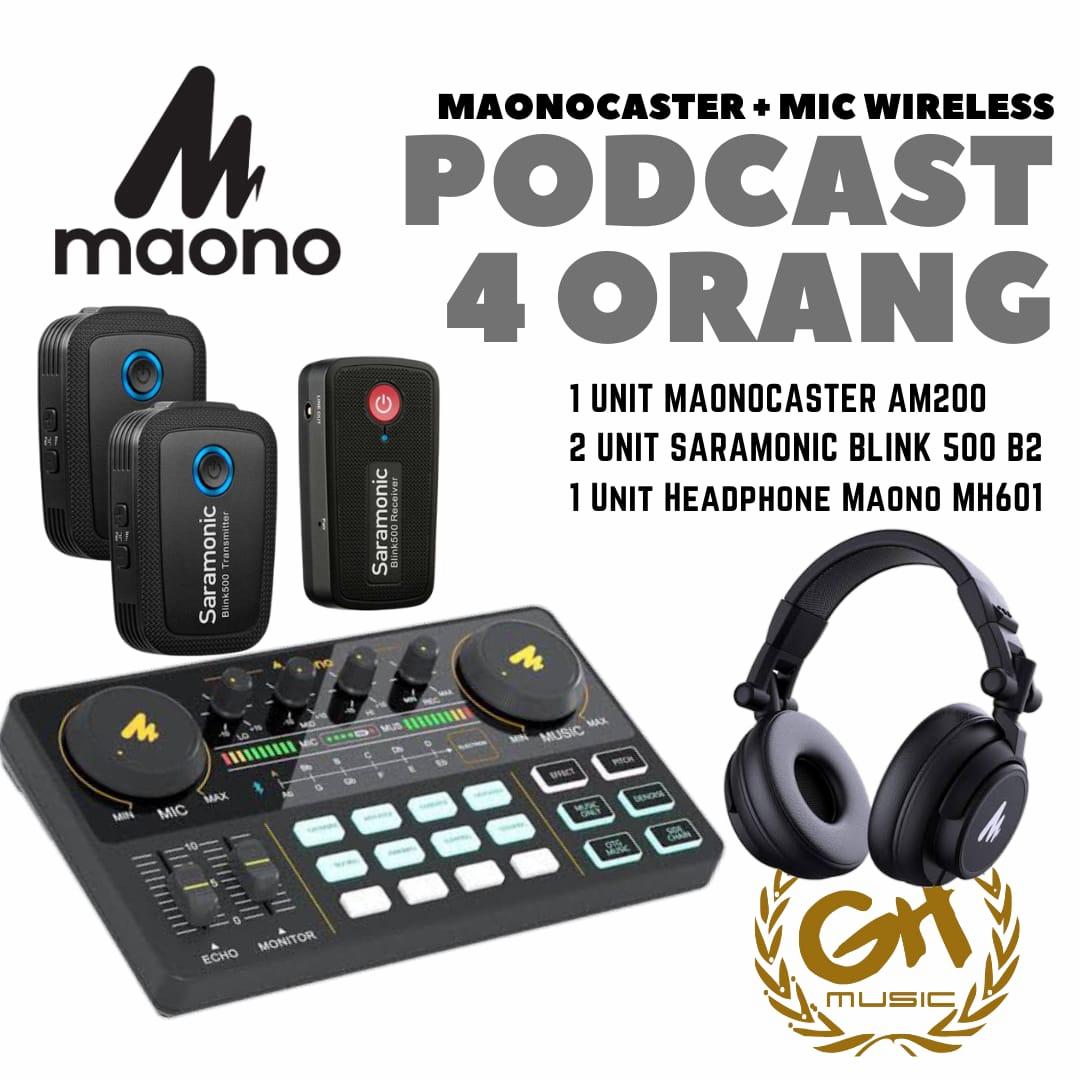 PAKET PODCAST 4 ORANG MAONOCASTER AU AM200 PLUS MIC LAVALIER WIRELESS