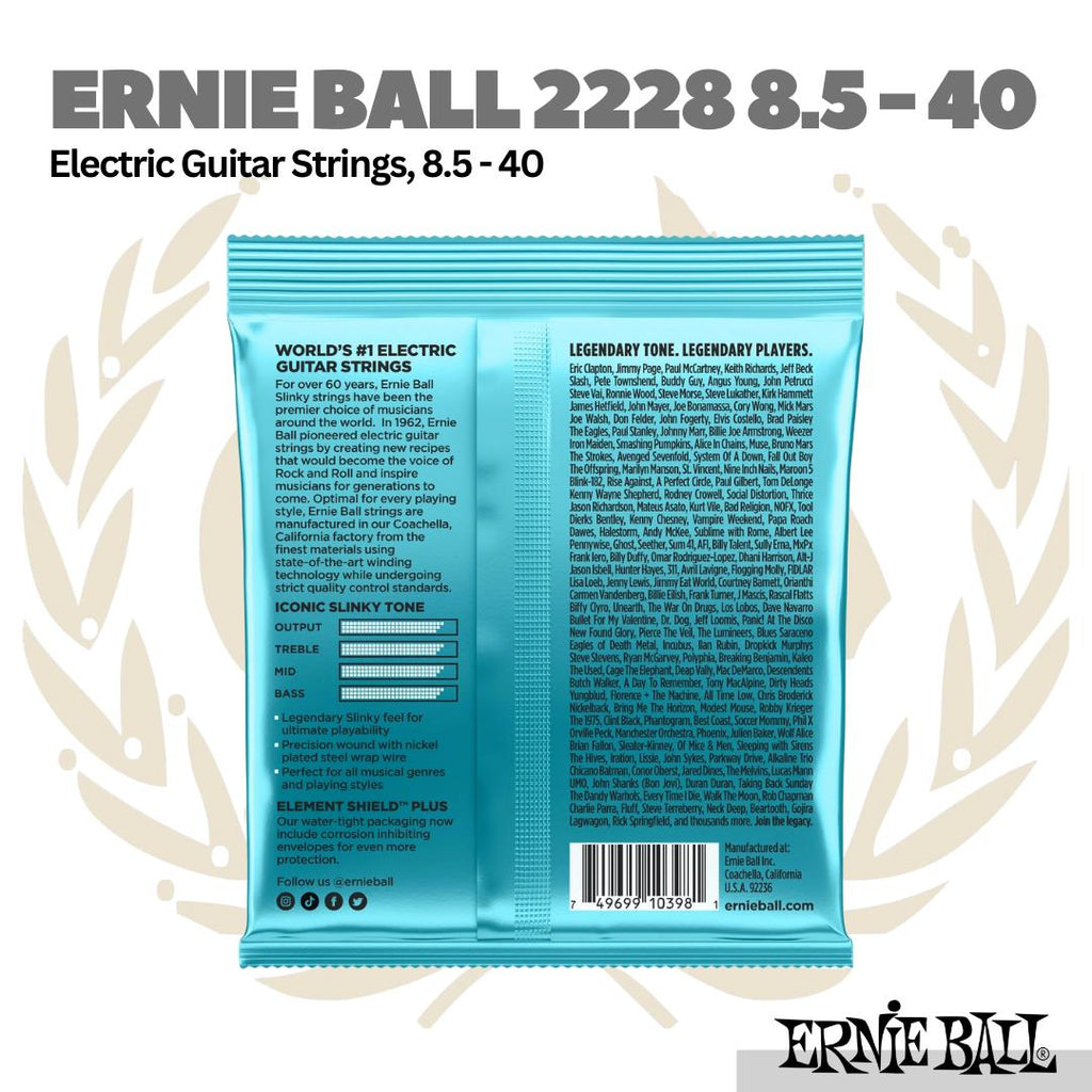 Ernie Ball 2228 Mighty Slinky Nickel Wound Electric Guitar Strings 8.5 - 40 - Senar Gitar
