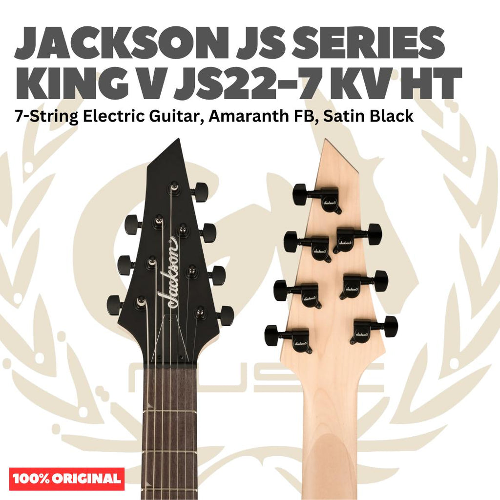 Jackson JS Series King V JS22-7 KV HT 7-String Electric Guitar, Amaranth FB, Satin Black - Gitar Listrik Elektrik Original Asli