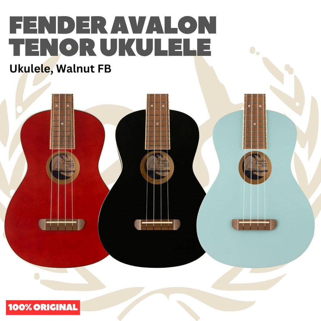 Fender Avalon Tenor Ukulele, Walnut FB - Ukulele 4-senar Original Asli