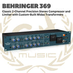 Behringer 369 Classic 2-Channel Precision Stereo Compressor and Limiter with Custom-Built Midas Transformers - Compressor & Limiter Stereo untuk Mic
