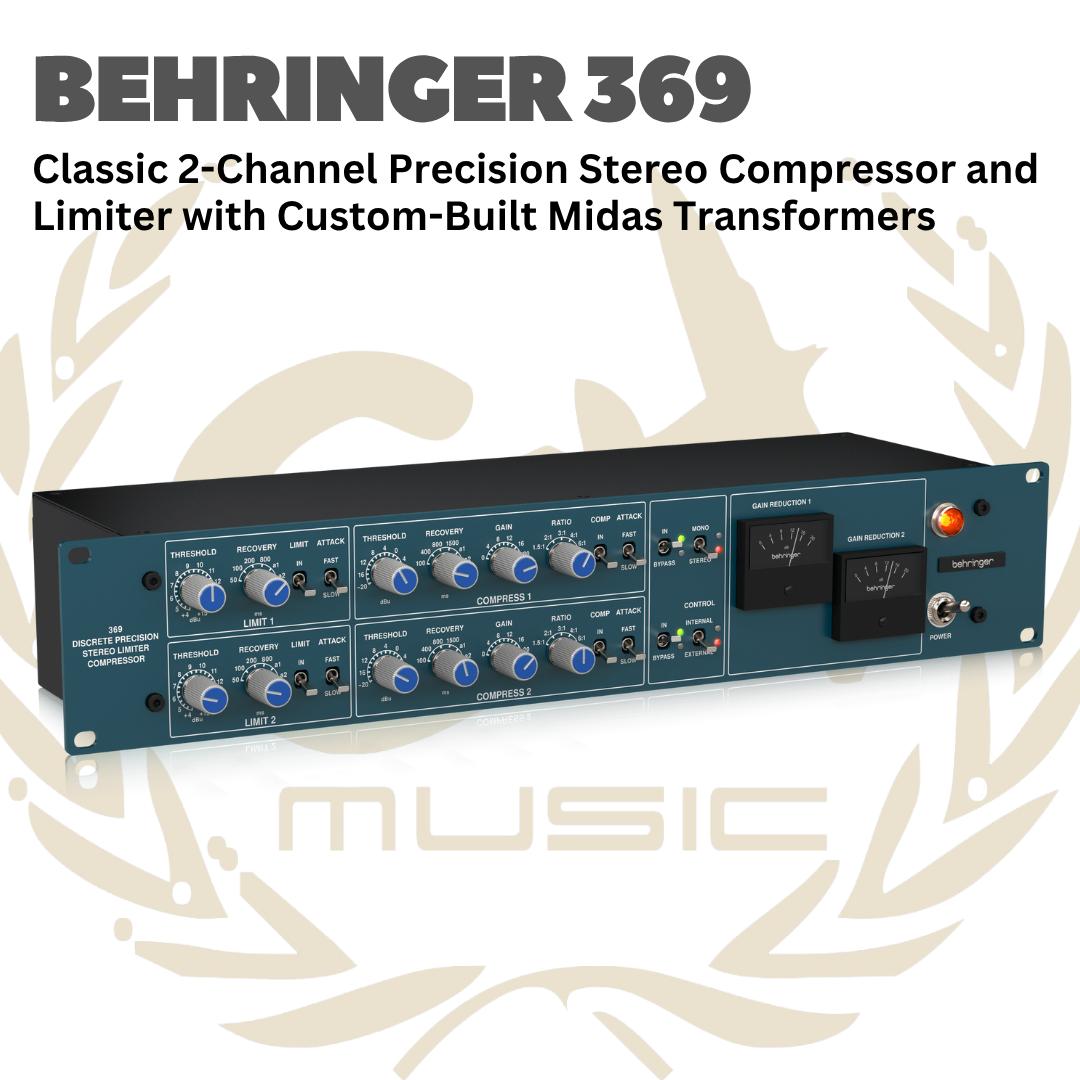 Behringer 369 Classic 2-Channel Precision Stereo Compressor and Limiter with Custom-Built Midas Transformers - Compressor & Limiter Stereo untuk Mic