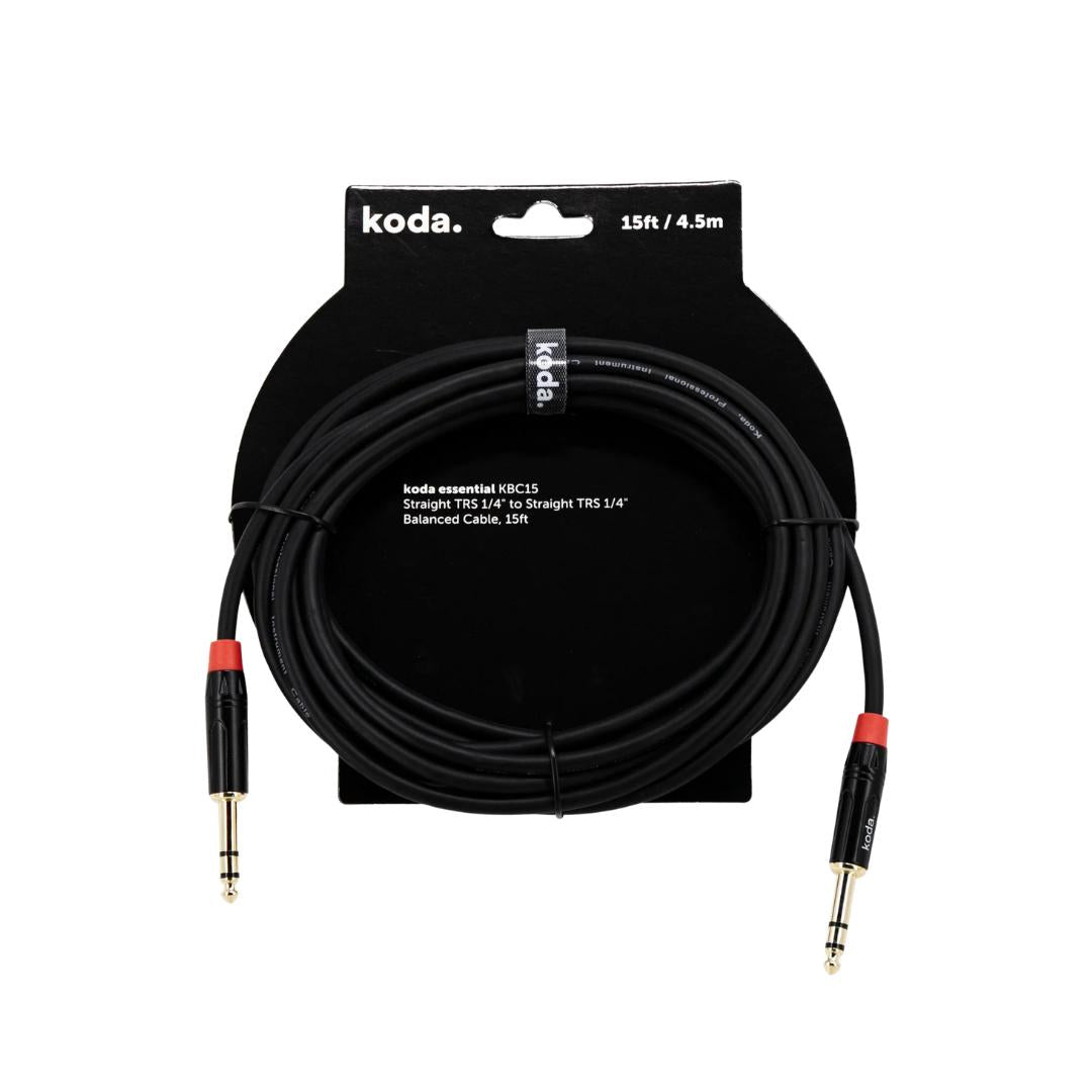 Koda Essential KBC Series Straight TRS 1/4 inch to Straight TRS 1/4 inch Balanced Cable - Kabel Instrumen
