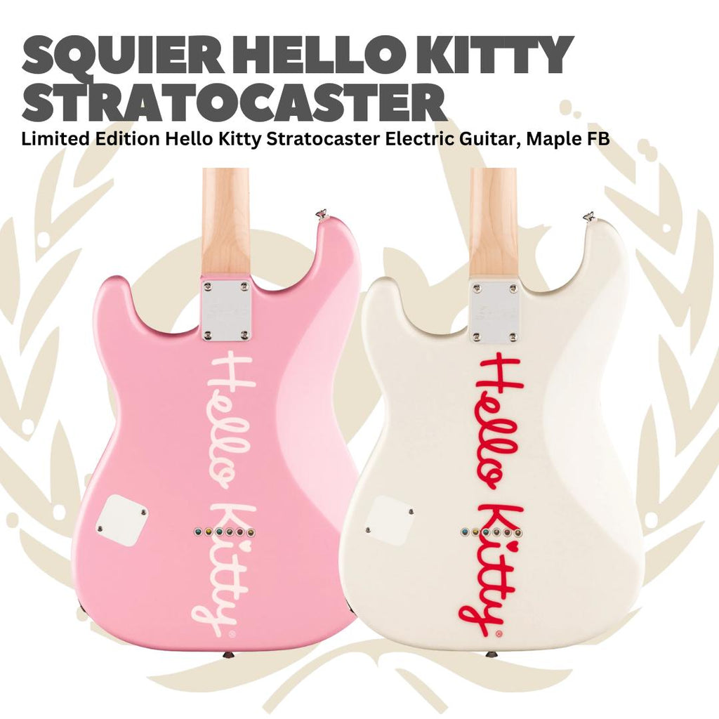 Squier Hello Kitty Limited Edition Stratocaster Electric Guitar, Maple FB | Gitar Elektrik Original by Fender Asli