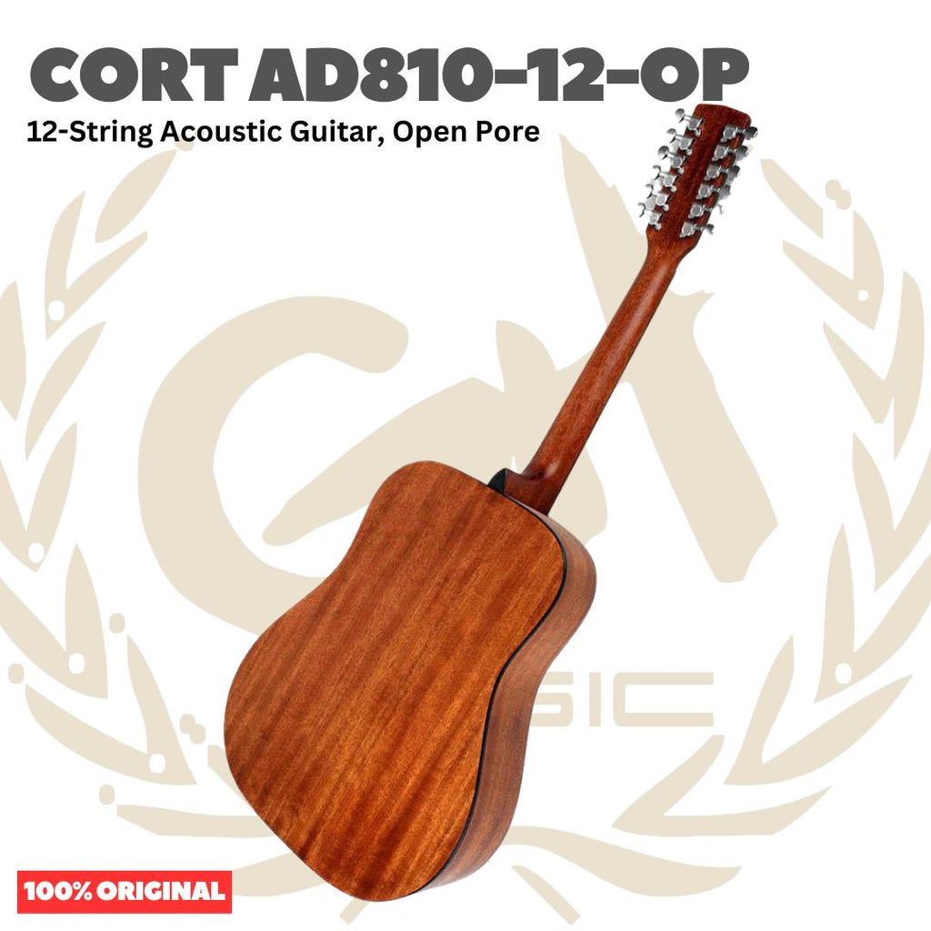Cort AD810-12-OP Acoustic Guitar 12-String, Open Pore - Gtitar Akustik 12 Senar Original Asli