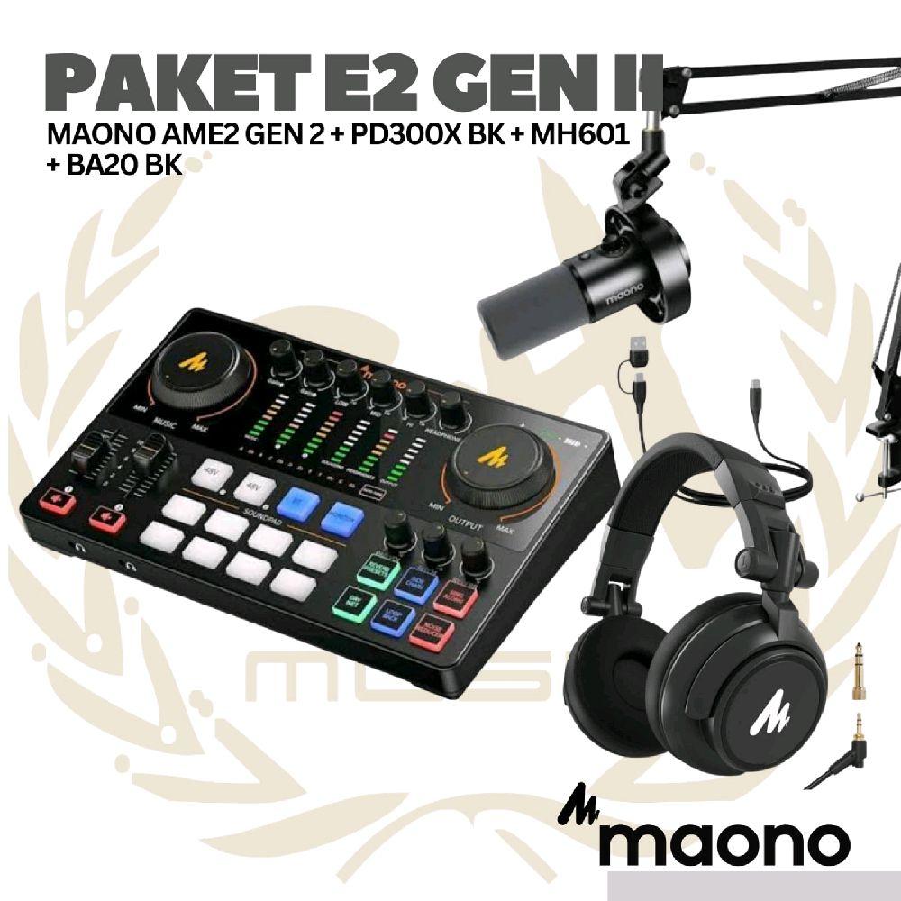 PAKET MAONO E2 GEN 2 - AME2 Gen II - 1  MIC PLUS MH601 - Podcast, Streaming, Recording
