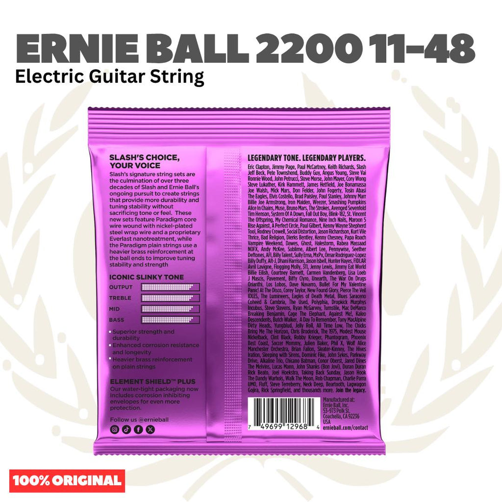 Ernie Ball 2200 Slash Signature Electric Guitar Strings, 11-48 - Senar Gitar Listrik