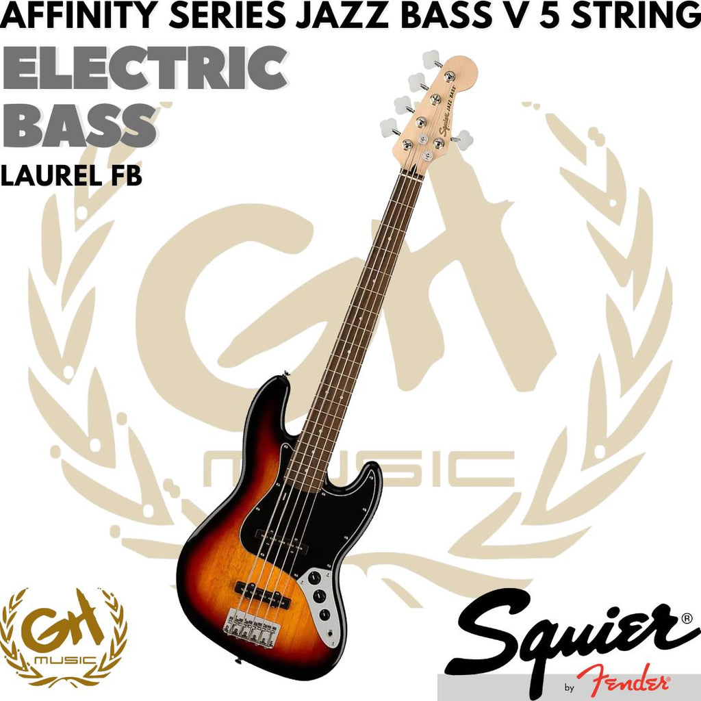 Squier Affinity Series Jazz Bass V 5-String Electric Bass, Laurel FB