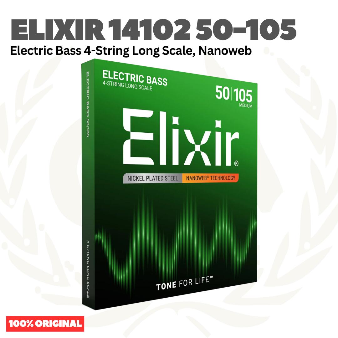 Elixir 14102 Nanoweb Electric Bass Strings, Long Scale, Medium, 50-105