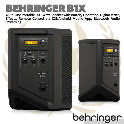 Behringer B1X 250watt Portable Speaker with Built in Battery, Digital Mixer, Effects, Remote Control via iOS/Android Mobile App, Bluetooth Audio Streaming and Wireless Microphone Option | Spiker Karaoke Meeting outdoor