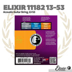 Elixir 11182 Nanoweb 80/20 Bronze Acoustic Guitar Strings, HD Light, 13-53