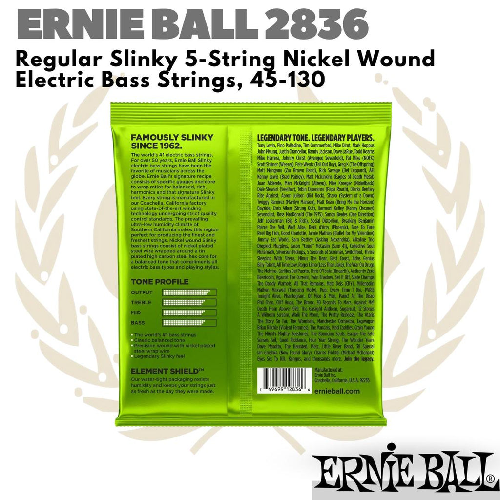 ERNIE BALL 2836 Regular Slinky 5-String Nickel Wound 45-130 Senar Bass