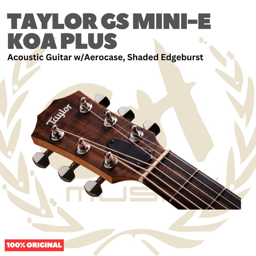 Taylor GS Mini-e Koa Plus Acoustic Guitar w/Aerocase, Shaded Edgeburst - Gitar Akustik Elektrik Original Asli