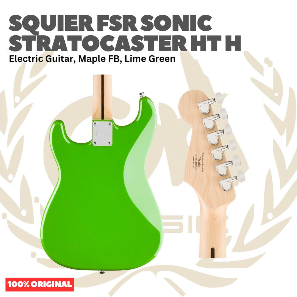Squier FSR Sonic Stratocaster HT H Electric Guitar, Maple FB, Lime Green - Gitar Listrik Elektrik Original Asli