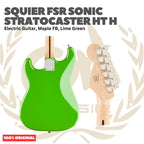 Squier FSR Sonic Stratocaster HT H Electric Guitar, Maple FB, Lime Green - Gitar Listrik Elektrik Original Asli