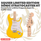 SQUIER Limited Edition Sonic Stratocaster HT Electric Guitar, Maple FB, Graffiti Yellow - Gitar Listrik Elektrik Original Asli