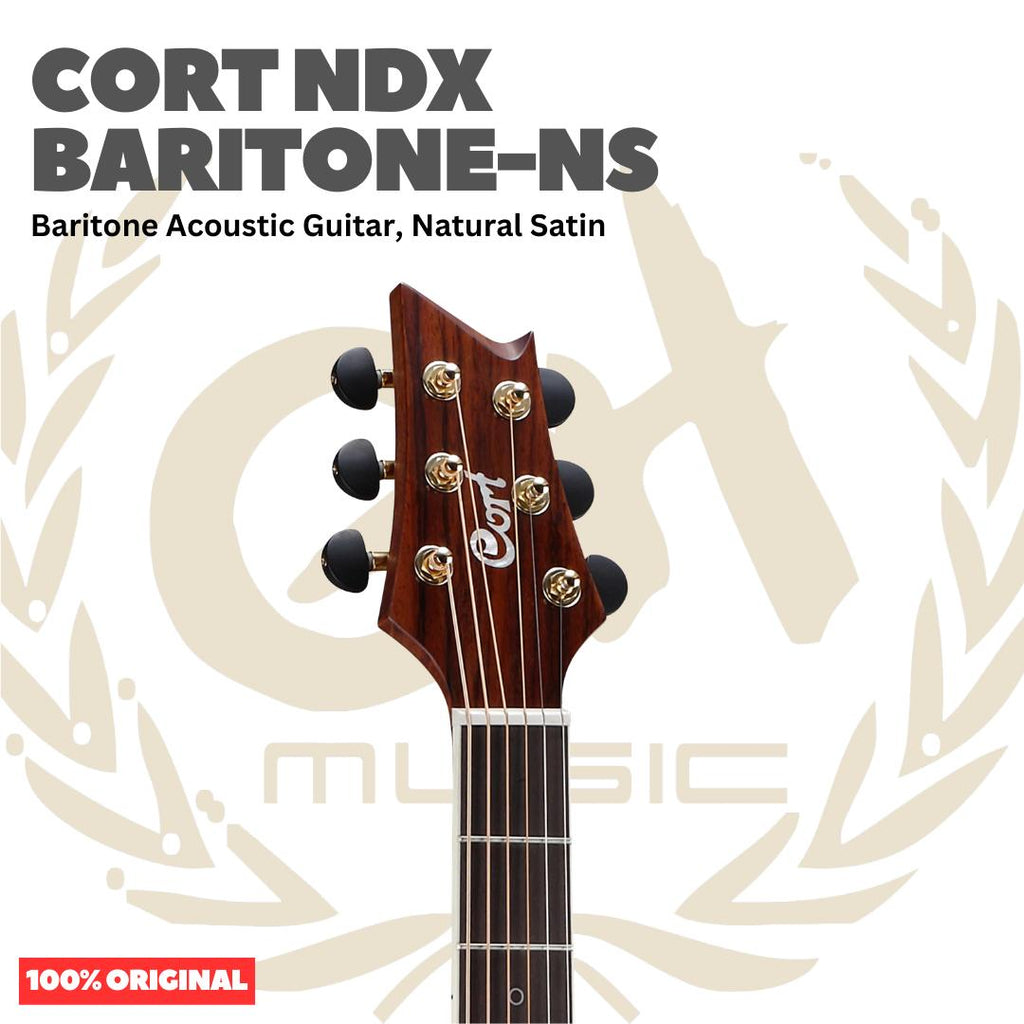 Cort NDX Baritone-NS Baritone Acoustic Guitar, Natural Satin - Gitar Akustik Baritone Low Standard Tuning Original Asli