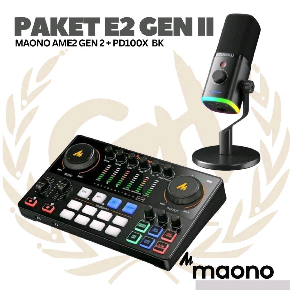 PAKET MAONO E2 GEN 2 - Maono Ame2 Gen II - 1 MIC - Podcast Streaming Recording